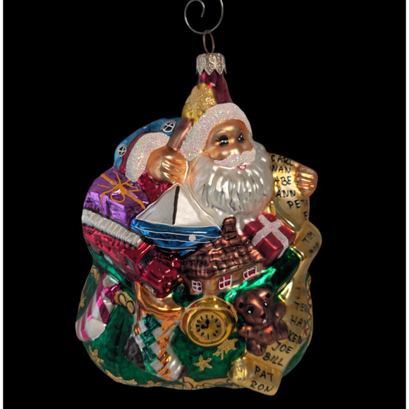 Christopher Radko Enough for All 1997 Santa Large Ornament 7" Christmas List Toy - Picture 1 of 8
